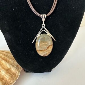 Handmade Silver and Jasper Pendant Necklace
